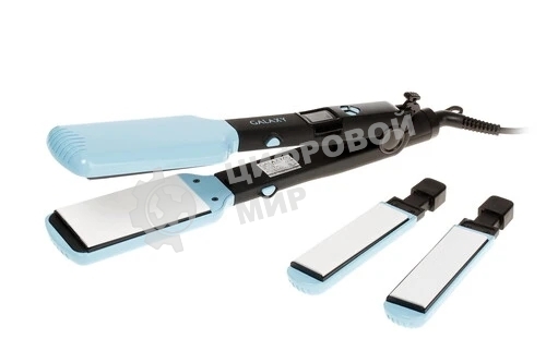 Выпрямитель для волос Galaxy GL 4505 черный/голубой, 27,5/57 мм, 200 °C, 1 режим