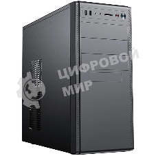 Корпус Foxline FL-886-U3C, Midi-Tower, чёрный, без вентиляторов в комплекте