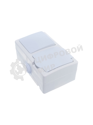 Блок ОП Аллегро 1-кл. вык. + роз. с заземл. защ. шторки с крыш. IP54 бел. UNIVersal 5562968