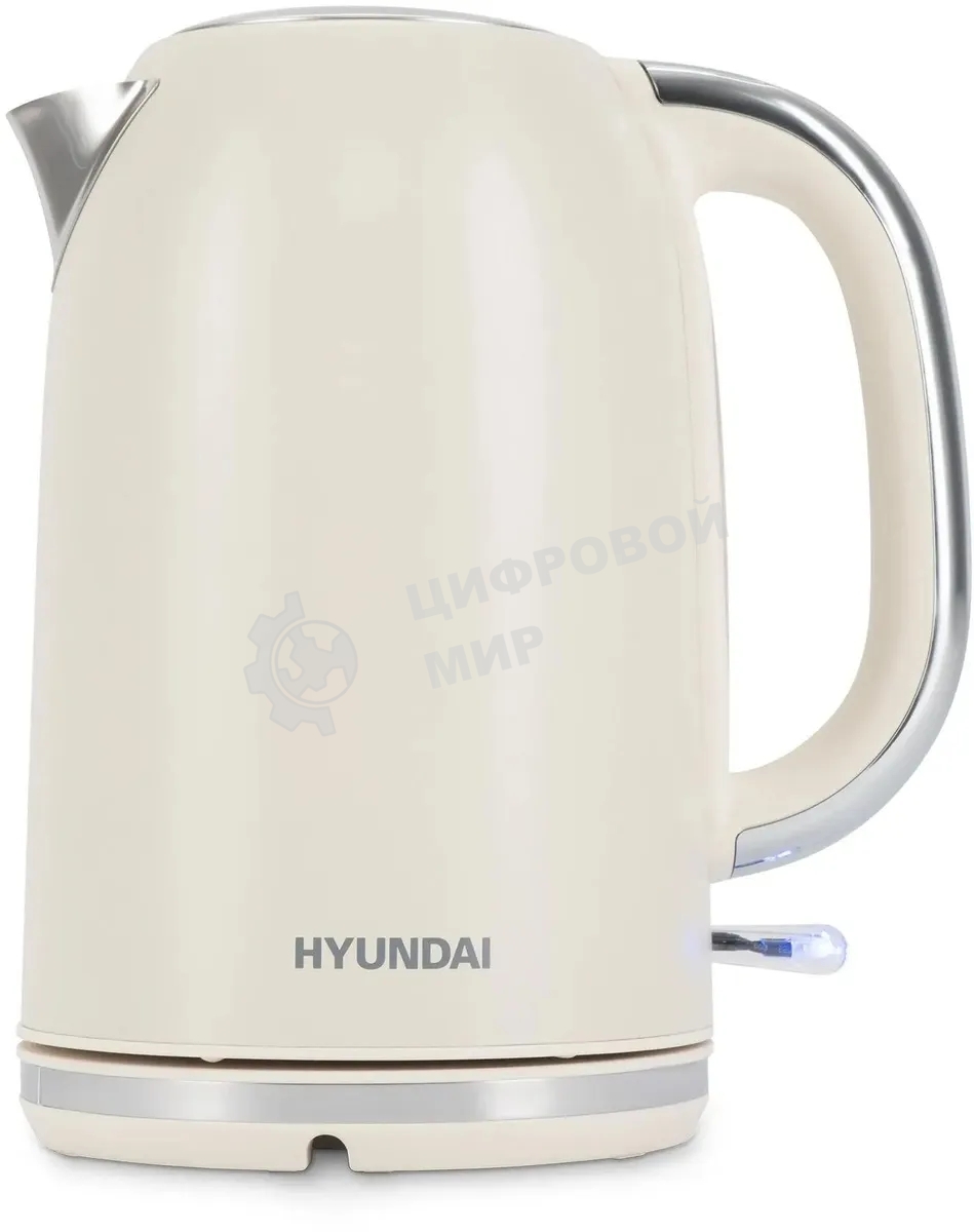 Чайник электрический Hyundai HYK-S9900 1.7 л, 2200 Вт, молочный/серебристый корпус: металл