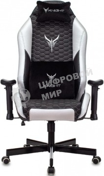 Кресло игровое Knight Neon черный/серебряный соты эко.кожа с подголов. крестовина металл