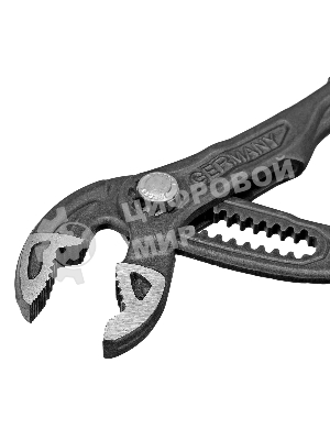 Клещи переставные Denzel кнопочный механизм, обливные рукоятки, 180 мм