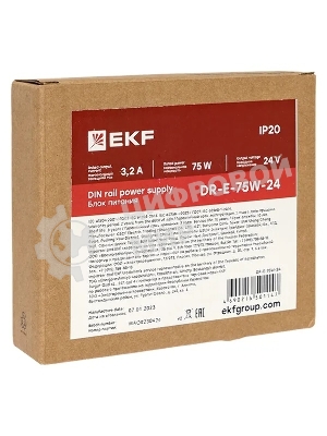 Блок питания на дин рейку EKF DR-E-75W-24 75Вт Uвх 220В AC Uвых 24В DC постоянного тока