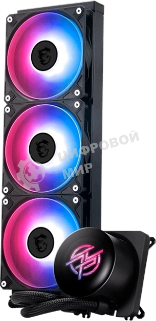 Система жидкостного охлаждения/ Water Cooling System MSI MPG CORELIQUID P13 360 (300W, 360мм, LED, Black, ARGB/ Fans: 3x120мм, 64.89CFM, 2050RPM/ Pump 20dBA, 3400RPM, Rad thickness 27мм/ S: 1851, 1700, AM5, AM4)