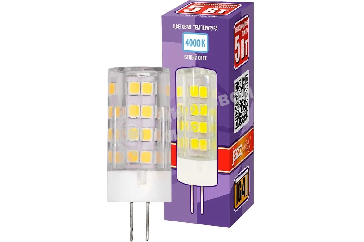 Лампа светодиодная JazzWay PLED-G4 5Вт капсульная 4000К белый G4 400лм 175-240В