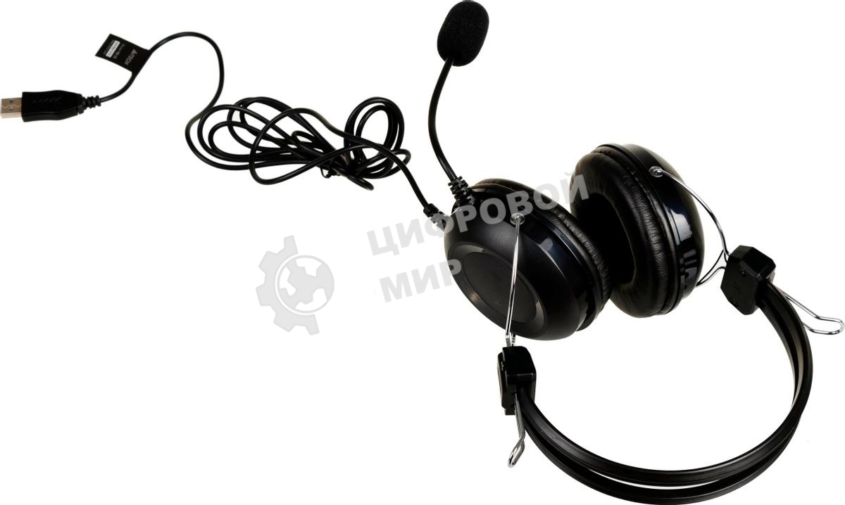 Гарнитура проводная с микрофоном A4Tech HU-35 черный 2м накладные USB оголовье