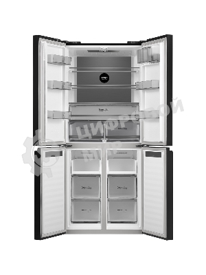 Холодильник Maunfeld MFF192NFB01 Inverter черный стекло трехкамерный 334/184л морозилка снизу, No Frost, Side by Side