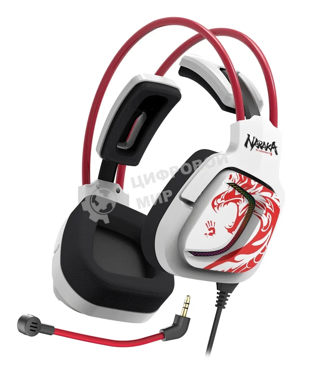 Гарнитура Bloody G575 Naraka белый/красный, проводная, подсветка