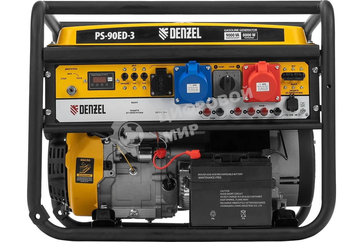 Электрогенератор бензиновый Denzel PS 90 ED-3, 9 кВт, 85 дБ, 90 кг