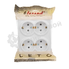 Розетка 4-мест. с заземл. LETO закрытый корпус ПБТ белый LEZARD 752-0200-127BDP