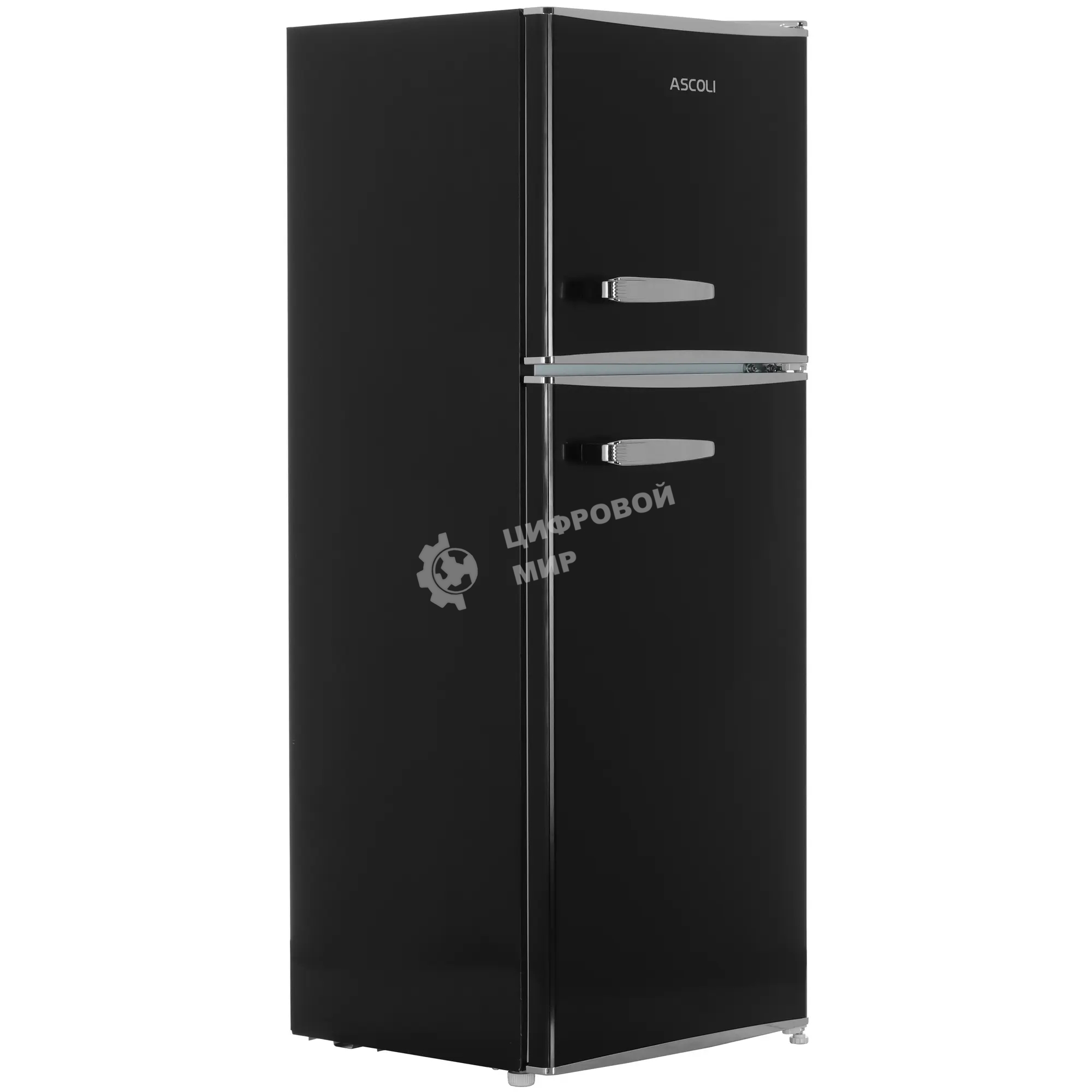 Холодильник Ascoli ARDFRB120 черный двухкамерный 84/36л морозилка сверху
