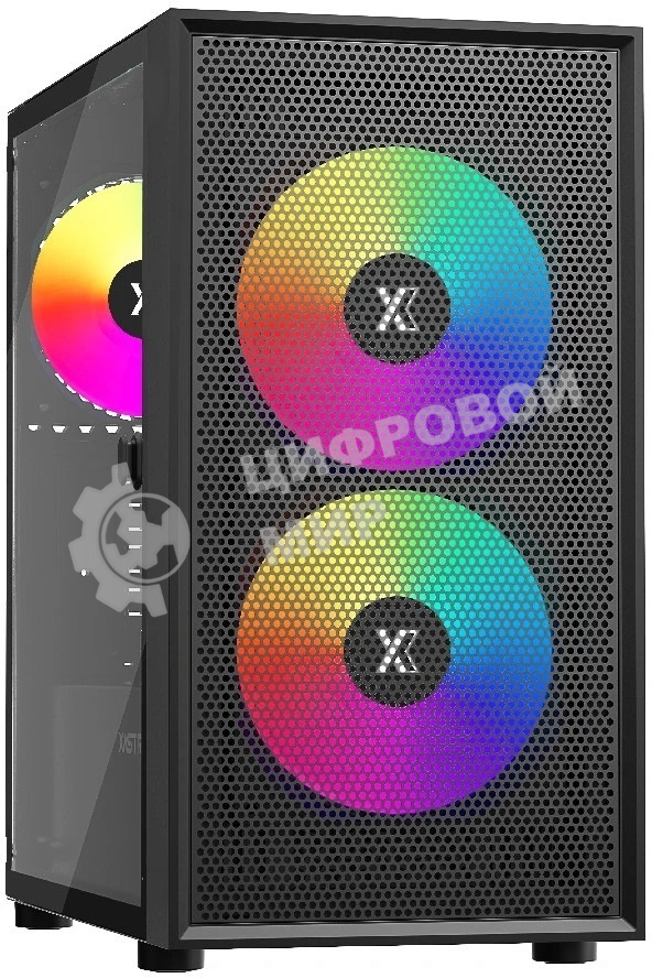 Компьютерный корпус XASTRA A305M 3ARGb Black mATX/Mesh/tempered glass/2x140мм + 1x120мм ARGb PWM fans/Door/ A305M-2FC14A-1FC12A-D