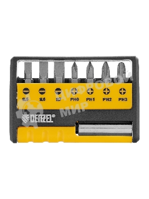 Набор бит с магнитным держателем Denzel S2, 8 шт.