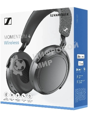 Беспроводные/проводные наушники Sennheiser Momentum 4 Wireless черный, полноразмерные, Bluetooth + Jack 3.5 мм, активное шумоподавление, до 60 ч