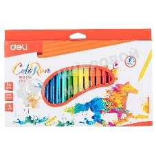 Фломастеры Deli EC10020 ColoRun, вентилируемый колпачок, 24 цвета, коробка с европодвесом