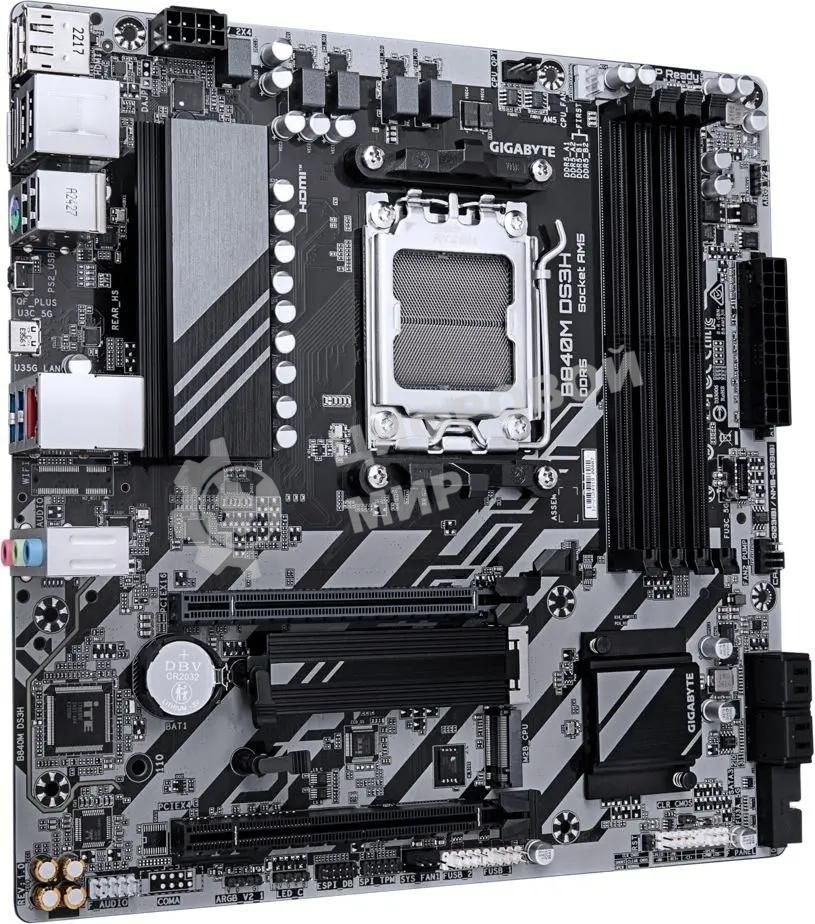 Материнская плата Gigabyte B840M DS3H, AM5, AMD B840, 4xDDR5, 4xSATA, 2xM.2, 1xPCIe 4.0 x16, 1xPCIe 3.0 x4, 2xDP, 1xHDMI, 1x2.5Gb LAN, 3xUSB-A 5Gbps, 8xUSB-A 2.0, 1xUSB-C 5Gbps, 3x3.5 мм, 7.1, mATX