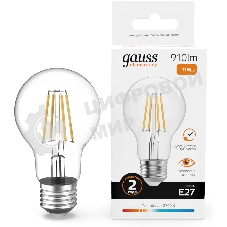 Лампа светодиодная филаментная Gauss Filament 11Вт цок.: E27 груша св. свеч. бел. теп. (упак.: 10 шт)