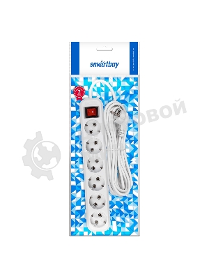 Удлинитель Smartbuy, 6 гнезд 7 м, 16А/3,5 кВт с выкл. и заземлением ПВС 3х1,0 (SBE-16-6-07-ZS)