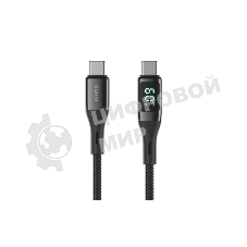 Кабель OLMIO GEEK, Type-C - Type-C, 60W, 1.2м, тканевая оплетка, LCD, черный