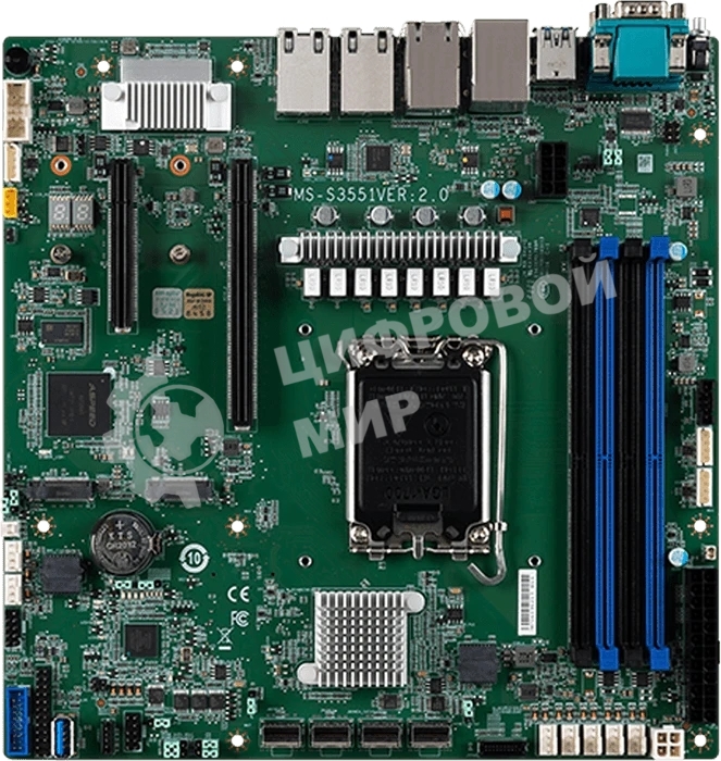 Серверная материнская плата MSI D1500-D1500GB4N-10G-HE, встроенный процессор Intel Xeon D-1500 (SoC), 4xDDR4 ECC RDIMM (до 128 ГБ), 4xSATA 6Gb/s, 4x1Gb LAN (Intel i350), 2x10Gb LAN (SFP+), 2xPCIe 3.0 x8, 1xM.2, 2xUSB-A 3.0, 2xUSB-A 2.0, 1xVGA, 1xCOM, IPMI 2.0, Mini-ITX