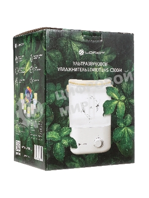 Увлажнитель воздуха LORIOT Light LHS-C300M белый, 25 м², 3 л, ультразвуковой, ароматизация, верхний залив воды, регулировка интенсивности, механическое управление, подсветка