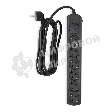 Сетевой фильтр Ippon BK-6-EU-3-16-B 3 м, 6 розеток, черный, коробка