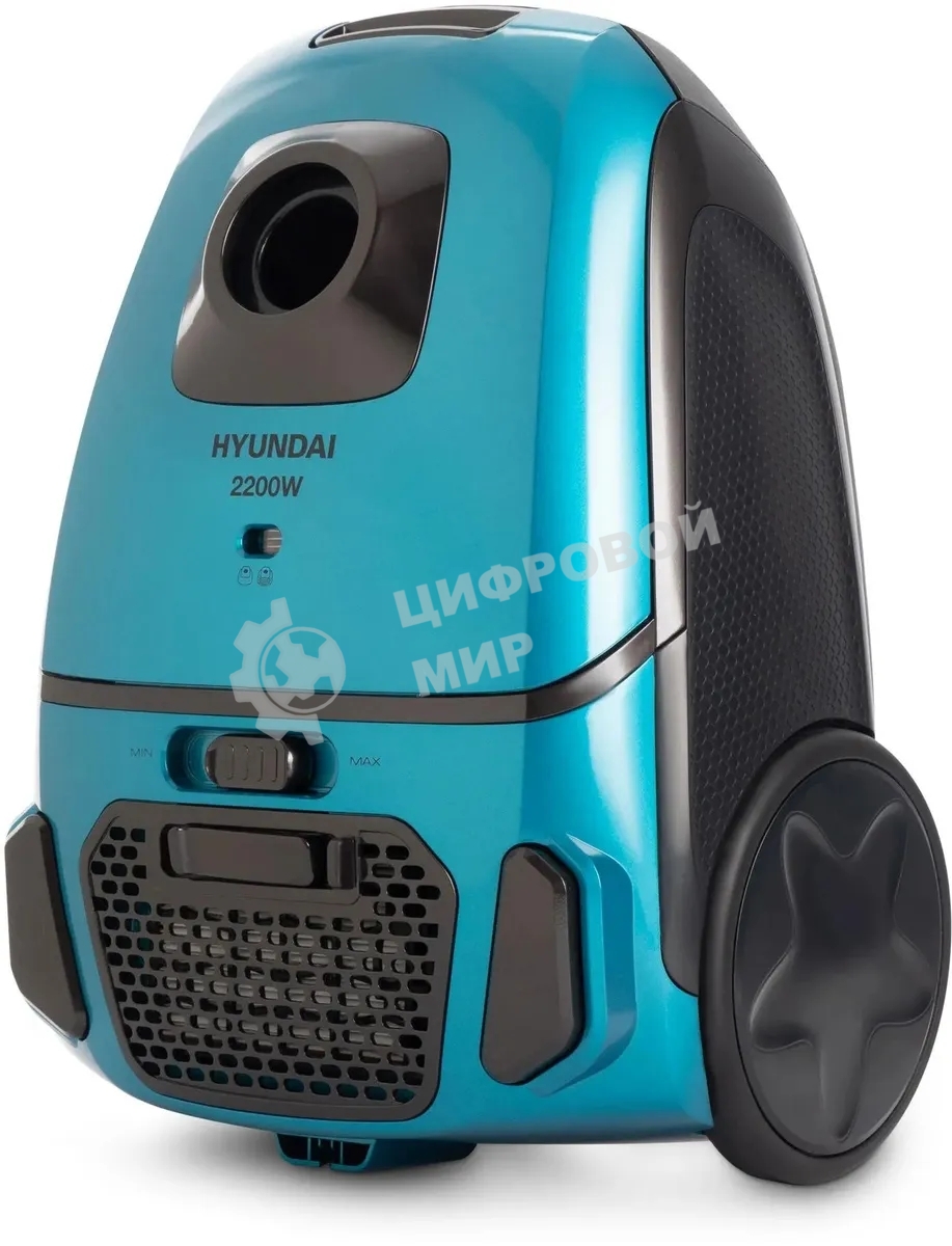Пылесос Hyundai HYV-B4990 бирюзовый/черный, 400/2220 Вт, уборка сухая, пылесборник мешок, 2.5 л (в компл.:1мешок)