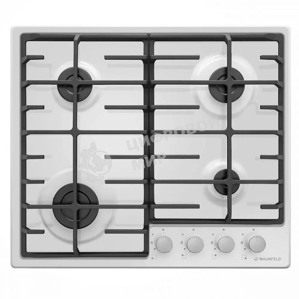Газовая варочная панель Maunfeld EGHE.64.6CW/G, 4 конфорки, эмалированная сталь, белый