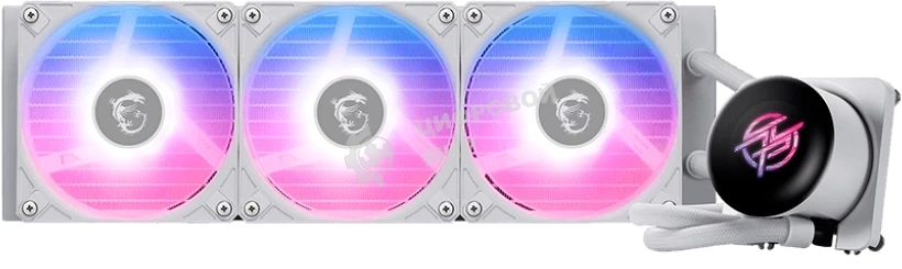 Система жидкостного охлаждения/ Water Cooling System MSI MPG CORELIQUID P13 360 (300W, 360мм, LED, White, ARGB/ Fans: 3x120мм, 64.89CFM, 2050RPM/ Pump 20dBA, 3400RPM, Rad thickness 27мм/ S: 1851, 1700, AM5, AM4)