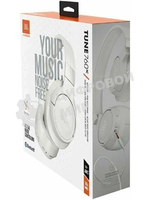 Беспроводные/проводные наушники JBL Tune 770NC белый, полноразмерные, Bluetooth + проводной, активное шумоподавление, до 70 ч