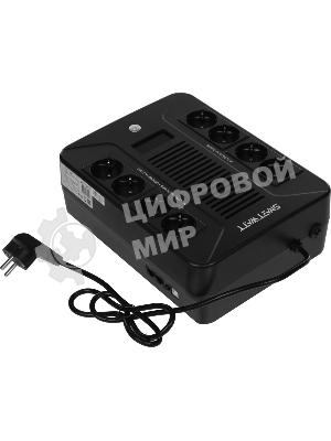 Источник бесперебойного питания SMARTWATT UPS SAFE PRO LCD 800 черный 800/480 ВА/Вт, напольный/настенный, линейно-интерактивный, LCD дисплей, Shuko CEE7/4 - 8 шт. (4 шт. с резервным питанием, 4 шт. - сетевой фильтр)