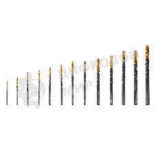 Набор сверл по металлу Denzel 1,5-6,5 мм, HSS-Tin, Golden Tip, 13 шт