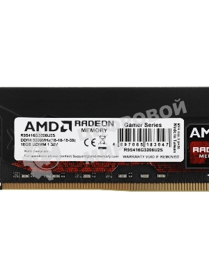 Оперативная память AMD Radeon R9, DDR4, 16GB (1x16GB), 3200MHz, CL16, DIMM, с радиатором, черный