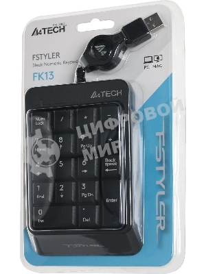 Числовой блок проводной A4Tech Fstyler FK13, USB, серый