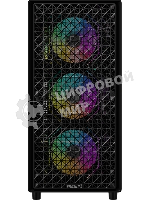 Компьютерный корпус Formula V Line MANA Dynamic Black AR, ATX, TYPE-C*1, USB3.0*2, FRONT 3x120мм ARGB, REAR 1x120мм ARGB