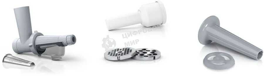 Мясорубка электрическая Bosch MFW2515W белый, 1500 Вт, 1.7 кг/мин, защита от перегрузки, насадки - 4