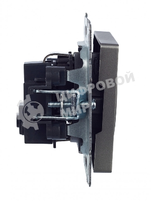 Розетка 1-местная IEK BRITE РС14-1-0-БрС с заземлением, с защитными шторками, 16А, сталь