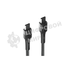 Кабель OLMIO BOLT, Type-C - Type-C, 60W, 1.2м, тканевая оплетка, черный