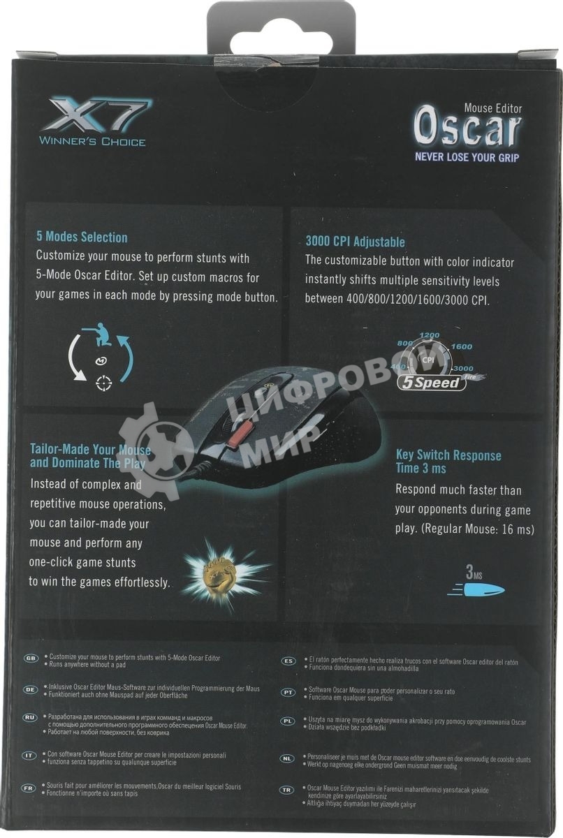 Мышь проводная A4Tech F5 черный, 3000 dpi, USB, кнопки - 7