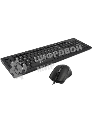 Комплект клавиатура+мышь Oklick 600M проводной, USB, 1200 DPI, чёрный