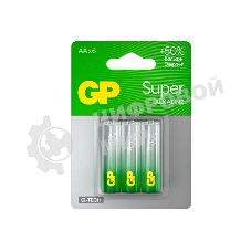 Алкалиновые батарейки GP Super Alkaline G-Tech 15А АA - 6 шт. на блистере