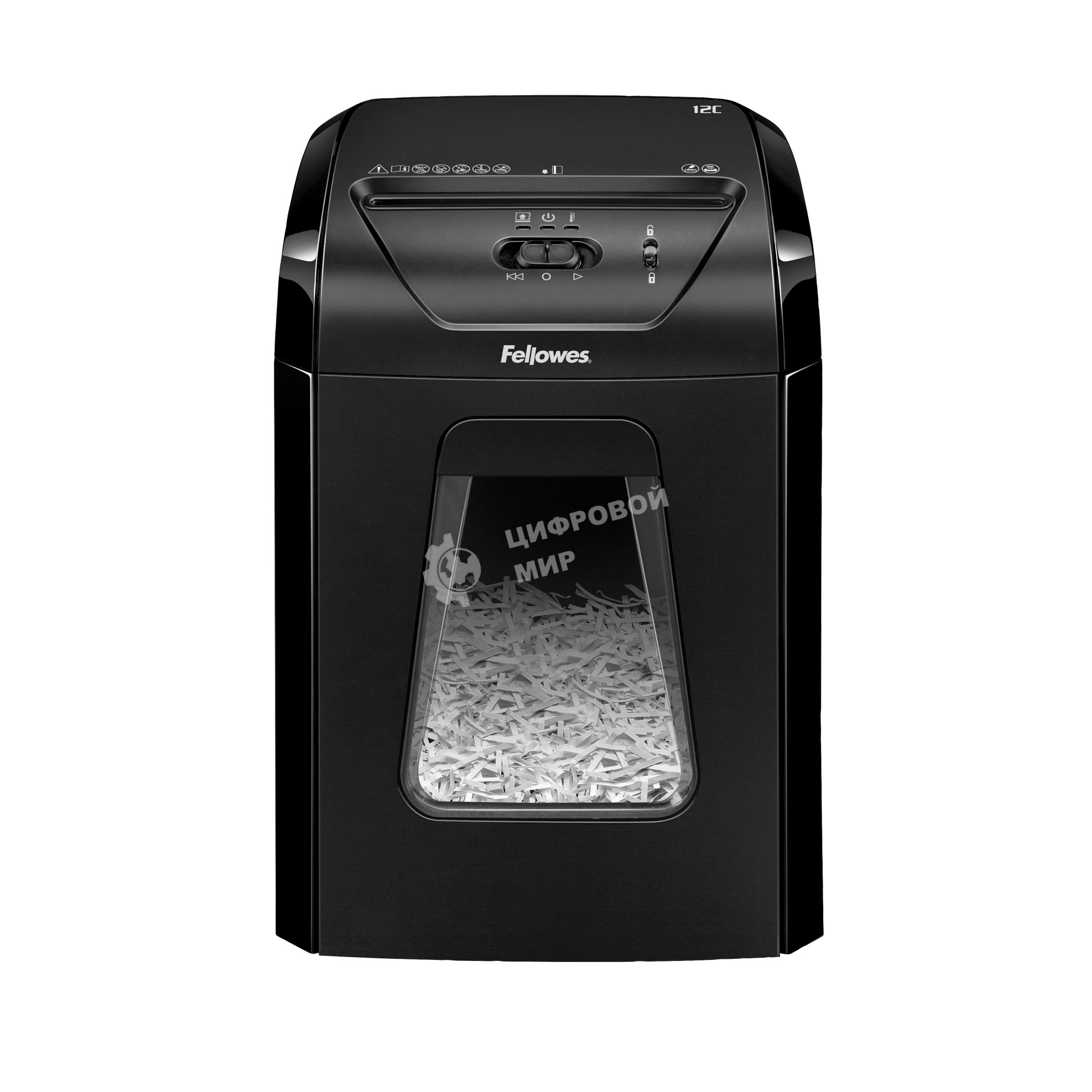 Шредер Fellowes PowerShred 12C FS-71201 DIN P-4, 4х40мм, 12лст., 18лтр.,Safety Lock