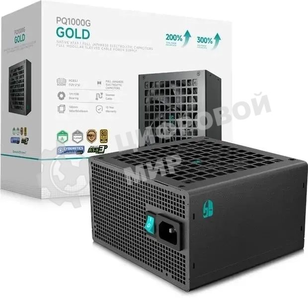 Блок питания Deepcool/GamerStorm PQ1000G (ATX 3.1, 1000W, Full Cable Management, PWM 120мм fan, 80 PLUS GOLD, Active PFC + Half Bridge + DC/DC, Full Japanese Capasitors, Gen5 PCIe) RET