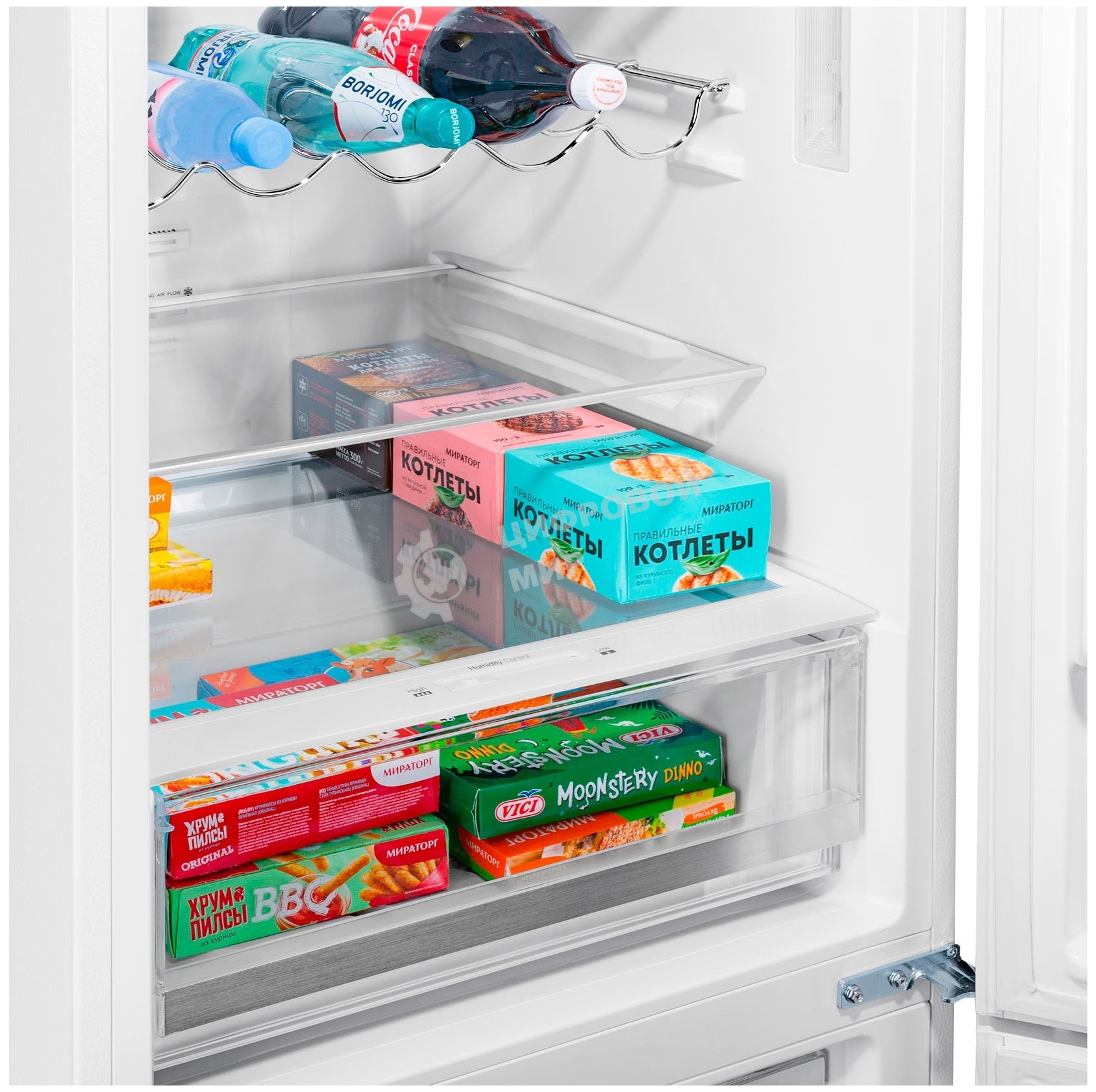 Холодильник Maunfeld MFF200NFW белый глянц. двухкамерный 271/106л морозилка снизу