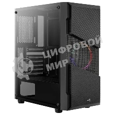 Корпус Aerocool / Formula Menace Saturn RGB-G-BK-v1 (3xUSB, 2xAudio, 0.5 мм, 120 мм FAN, прозрачная стенка-закаленное стекло, mATX