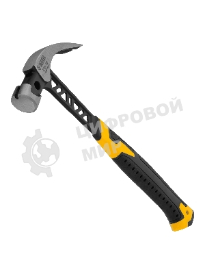 Молоток-гвоздодер Denzel 450 г, цельнокованый, боек с магнитом, двухкомп. обрезин. рук-ка