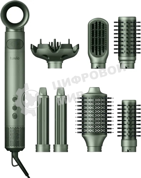 Фен-щётка Tuvio HBI1418 зелёный, 1500 Вт, ионизация, 40/50/70 мм