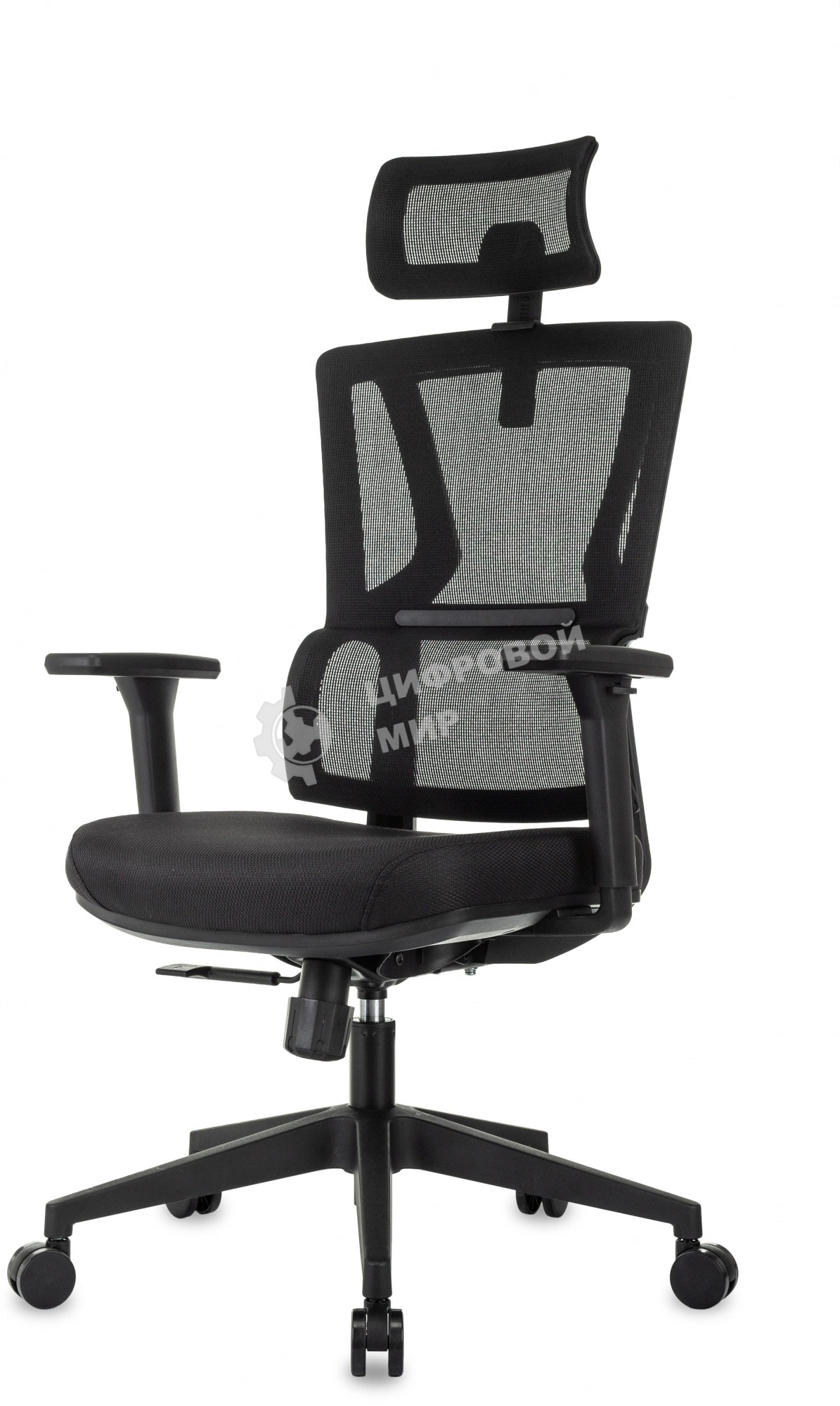 Кресло руководителя Бюрократ MC-711N-H черный, сетка/ткань, с подголов. крестов. пластик