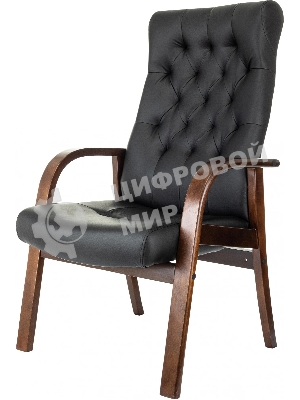 Кресло офисное Бюрократ T-9928WALNUT-CF черный, кожа, на ножках, дерево