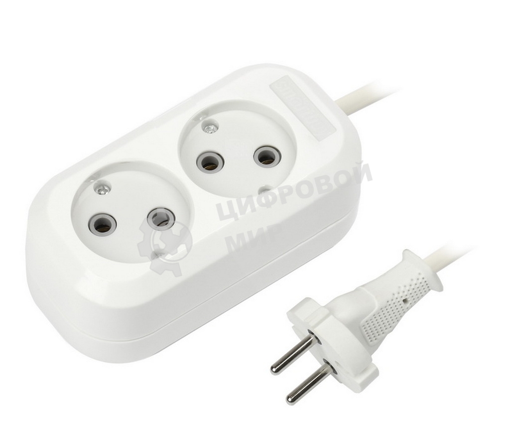 Удлинитель бытовой Smartbuy (SBE-10-2-02-N) 2 гнз х 2,0 м (10А/2.2 кВт, ПВС 2х1.0)